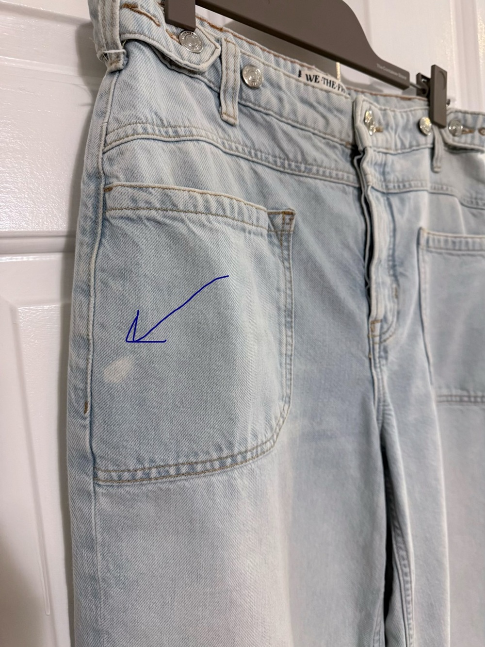 Free People Palmer Cuffed Pale Blue Wide-Leg Jeans 27 - Picture 8 of 10